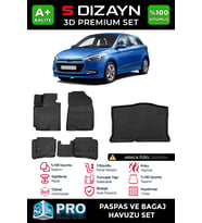 S-Dizayn Hyundai i20 3D Pro Havuzlu Paspas ve Bagaj Havuzu Seti (2'li SET) 2014-2020 A+ Kalite