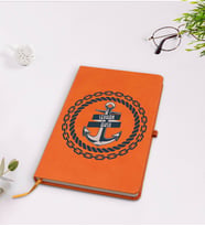 BK Gift Kişiye Özel Çapa Tasarımlı Turuncu Termo Deri Defter Model 2