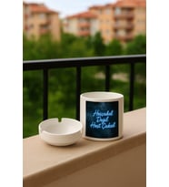 Porselen Baskılı Küllük3 (Beyaz)