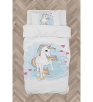 MEKTA HOME BEBEK VE ÇOCUK ODASI Kalpli Unicorn Desenli Nevresim Takımı