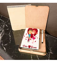 Sevgiliye En Güzel Hediye Ahşap Kutulu Defter Kalem Set 012