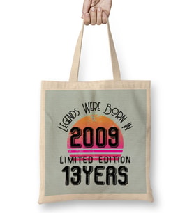 2009 birthday Gift - Made, Born in 2009 Gift - 13 Year  Old Birthday  Gift Vintage Style Bez Çanta Uzun Saplı