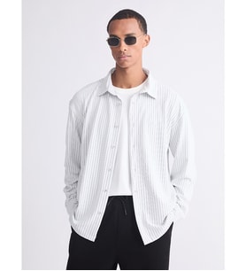 LCW Vision Ekru Regular Fit Uzun Kollu Çizgili Erkek Gömlek