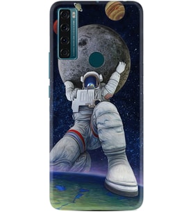 TCL 20 SE Kılıf Silikon Desen Astronot ve Dünya 1759