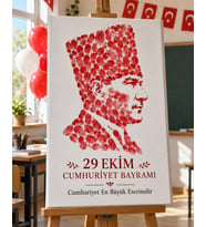 Atatürk Silüeti Parmak İzi Panosu - 29 Ekim Cumhuriyet Bayramı Sınıf Etkinliği
