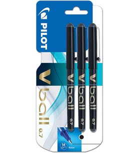 Vball 7 tükenmez kalem, sıvı mürekkepli, 0,7 mm uç, siyah, 3 adet, siyah, 131200301