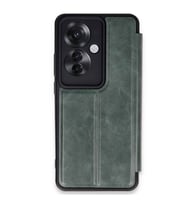 Oppo Reno 11f Kılıf Flip Cover - Koyu Yeşil