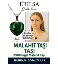 Sertifikalı Kalp Model Mini Malahit Taşı Kolye – Koruma, Dönüşüm ve Kalp Gücü Taşı (Çok Renkli)