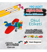 Okul Etiketi İsme Özel Kalem Defter Etiketi (ARAÇ TEMALI) -190 Adet