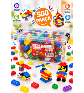 Funny Blocks 500 Parça Renkli Eğitici Yapı Oyuncağı – Saklama Kutulu