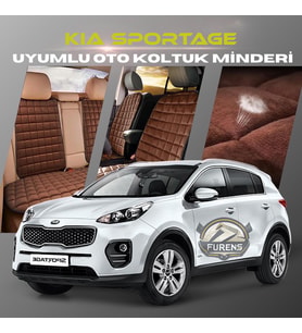 Kia Sportage Kahverengi Renk Tay Tüyü Cepli & Terletmez Sırtlı Oto Koltuk Minder Seti - Koltuk Koruma Kılıfı (ÖN & ARKA TAM SET)