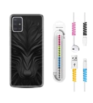 Samsung a71 A72 A73 A7 A9 2018 C7 C9 Kılıf Kablo Koruma Spiral Silikon Black Fox 1325