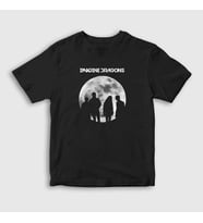 Presmono Unisex Çocuk Siyah Moon Imagine Dragons T-Shirt 82569tt