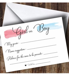 Girl or Boy 10 adet Tahmin Kartı Baby Shower 5x8 cm kart ve zarf