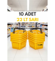 10 ADET / 22 Litre Plastik Market Alışveriş Sepeti Profesyonel Market Mağaza El Sepeti Kırmızı (Sarı)