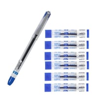 Mavi My Gel 0.5mm Ince Iğne Uçlu Jel Kalem 1 Adet ve Kalem Yedeği 6 Adet Dong-A My-jel Pilot Kalem Yedeği