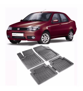 Fiat Albea Havuzlu Oto Paspas (PRS) (Siyah-Gri)