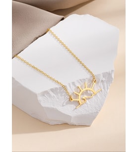 Kişiye Özel 925 Ayar Gümüş Minimalist Güneş ve Dalga Kolye (Gold)