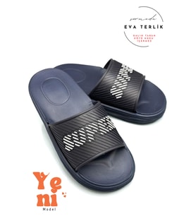 Sermoda Süper Eva Erkek Terliği Plaj Lavabo Erkek Terlik Hafif Terlik Lacivert Beyaz (Lacivert-Beyaz)