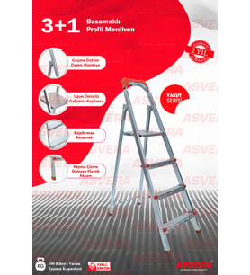 ASVERA 3+1 BASAMAKLI PROFİL MERDİVEN (Gri)