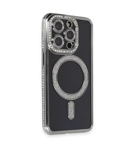 iPhone 14 Pro Max Kılıf Joke Simli Magneticsafe Kılıf - Gri
