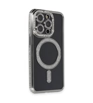 iPhone 14 Pro Max Kılıf Joke Simli Magneticsafe Kılıf - Gri