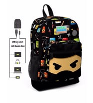 Coral High Kids Dört Gözlü Erkek Çocuk İlkokul Çantası - Ninja Baskılı - USB+AUX Soketli