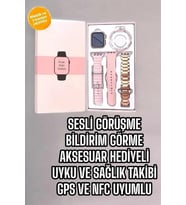 Akıllı Saat Amoled Ekran 3 Kordonlu Aksesuar Hediyeli Sesli Görüşme