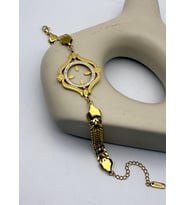 Çelik Gold Taşlı Tasarım Çeyreklik Bileklik - 26blk15