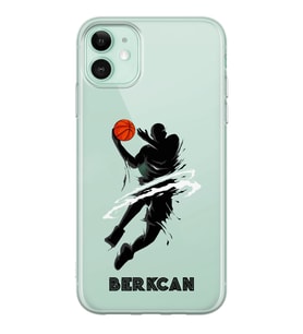 Apple Basketbolcu Tasarımlı Şeffaf Telefon Kılıfı