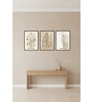 Modern Botanik Minimalist 3’lü Ahşap Çerçeveli Tablo Seti