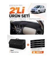 e-biz NİSSAN MİCRA MARCH (2010-2016) Uyumlu Torpido Örtüsü + Deri Bagaj Çantası Seti - Siyah - NI008