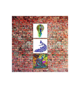 Tavus Kuşları Fügürleri Baskılı 14x14 Cm 3 Parça