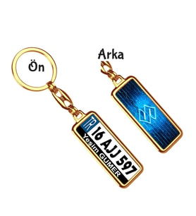 Kişiye Özel Suziki Neon Mavi Logo Tema Plaka Anahtarlık (Altın)