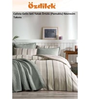Özdilek Calista 7 Parça Yatak Örtülü (Pamuklu) Gelin Seti-Yeşil