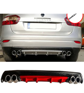 Renault Fluence Kırmızı Difüzör Çiftli Yuvarlak Egzoz Görünümlü D Tip Difizör 2009-2016