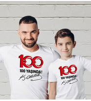 BK Gift 29 Ekim Tasarımlı 2’li Baba-Oğul Beyaz Tişört-1, 29 Ekim Hediyesi, Trend Tişört, 100.Yıl Hediyesi