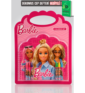 x Dekomus Lisanslı Barbie Çanta Tasarımlı Pastel Boyalı Boyama Seti