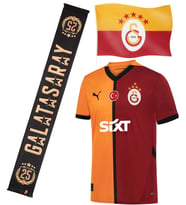 Galatasaray Orijinal 5 Yıldız İç Saha Parçalı Forma Elde Sallama Bayrak + Atkı Hediyeli (Kırmızı)