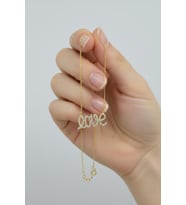 Love Model Zirkon Taşlı 925 Ayar Gümüş Aşk Kolye (Gold)