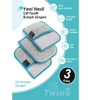Twino 3'lü Bulaşık Süngeri Ultra Güçlü Sert Mutfak Ocak Teli Zor Kir Ovma Mikrofiber Temizlik Bezi