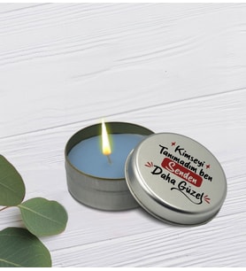 BK Gift Kimseyi Tanımadım Ben Tasarımlı Silver Metal Kutuda Kokulu Mum-4, Ev Hediyesi, Arkadaşa Hediye, Kokulu Mum