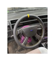 DİKİŞLİ DERİ DİREKSİYON KILIFI DAMARLI SİYAH DERİ SARI YÜZÜKLÜ SARI DİKİŞLİ
