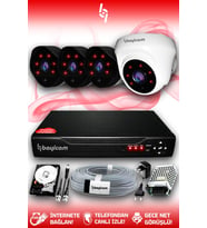 BAYICAM 4 Kameralı Uzay 1 İç Kamera Set 320 GB HDD Full HD Gece Görüşlü Güvenlik Kamerası Sistemi