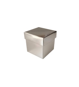 Metalize Parlak Komple Karton Kutu Düz Renk 6X6X6 CM (25 Adet)  Gümüş