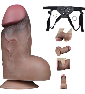 Dual Layer Platinyum Silikon 18 Cm Ultra Gerçekci Realistik Kemerli Penis