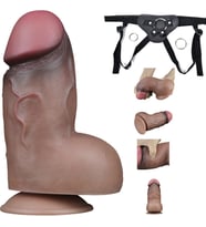 Dual Layer Platinyum Silikon 18 Cm Ultra Gerçekci Realistik Kemerli Penis