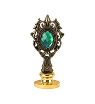 Kraliyet Yeşil Taşlı Döküm Metal Mum Mühürü Sapı Antik Gold