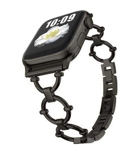 Apple Watch Ultra 49mm Kordon KRD-56 Halka Tasarım Metal Kordon (Siyah)