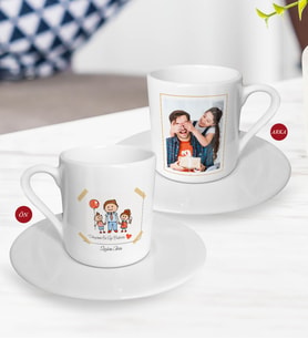 BK Gift Kişiye Özel Babalar Günü Hediyesi Fotoğraflı Türk Kahvesi Fincanı-52 (Beyaz)